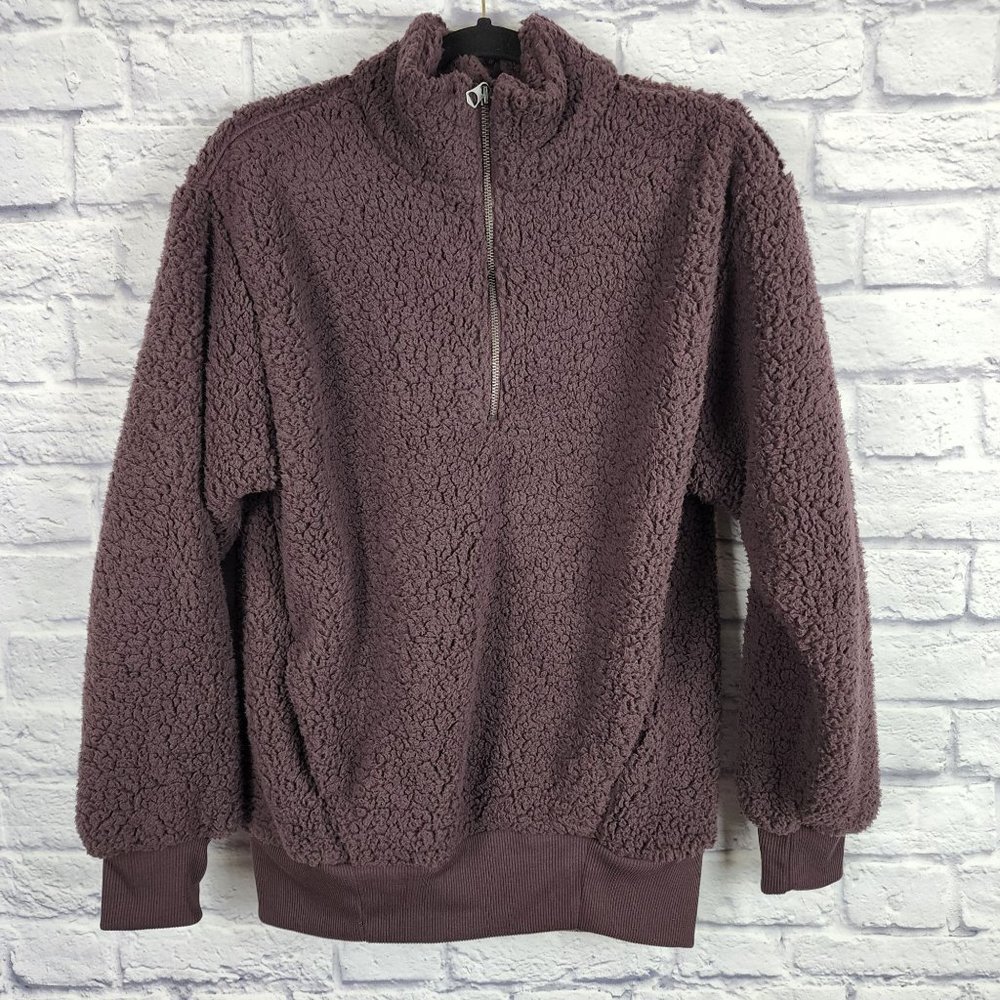 American Eagle Outfitters Mauve Purple Sherpa Half-Zip Pullover